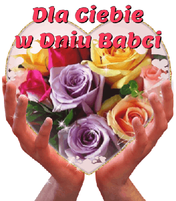 Kolorowe róże w sercu na dzień babci